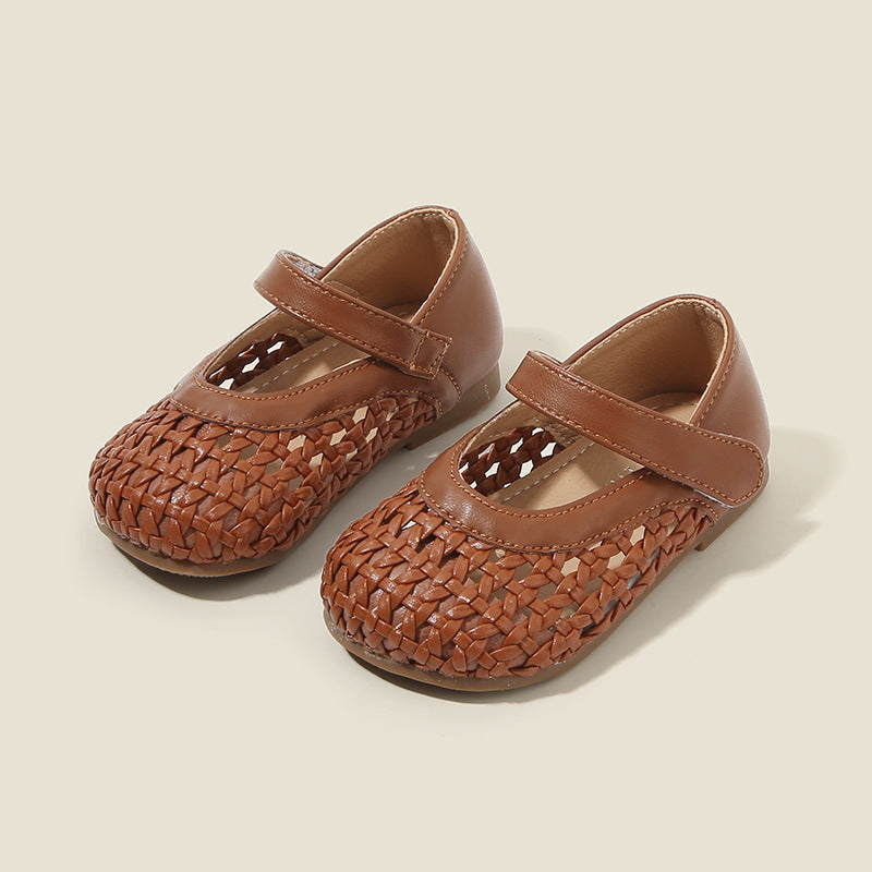 Scarpe Bambina in Ecopelle Intrecciata- Suola rigida
