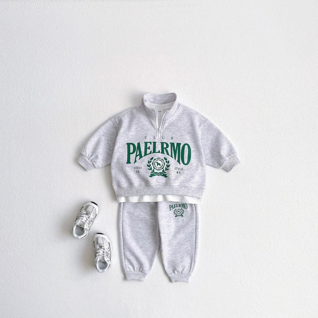 Completo Sportivo Bimbo "PAELRMO Club" – Felpa Zip e Pantaloni Jogger