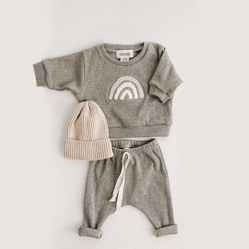 Completo Invernale Neonato 3 Pezzi Felpa, Pantaloni e Cappellino