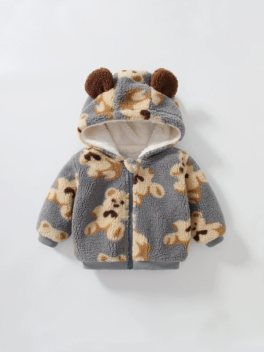 Felpa in Pile con Orsetti e Cappuccio con Orecchie – Unisex