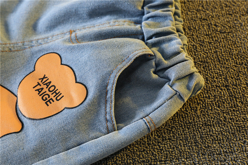 Completo Bambino "Orsetto Felice" T-shirt + Shorts in Denim