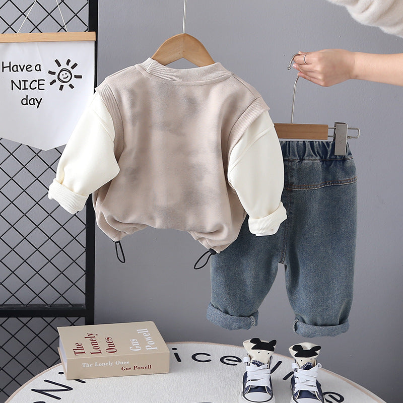 Completo Bimbo Felpa “Artchive” e Jeans Look Casual Autunno/Inverno