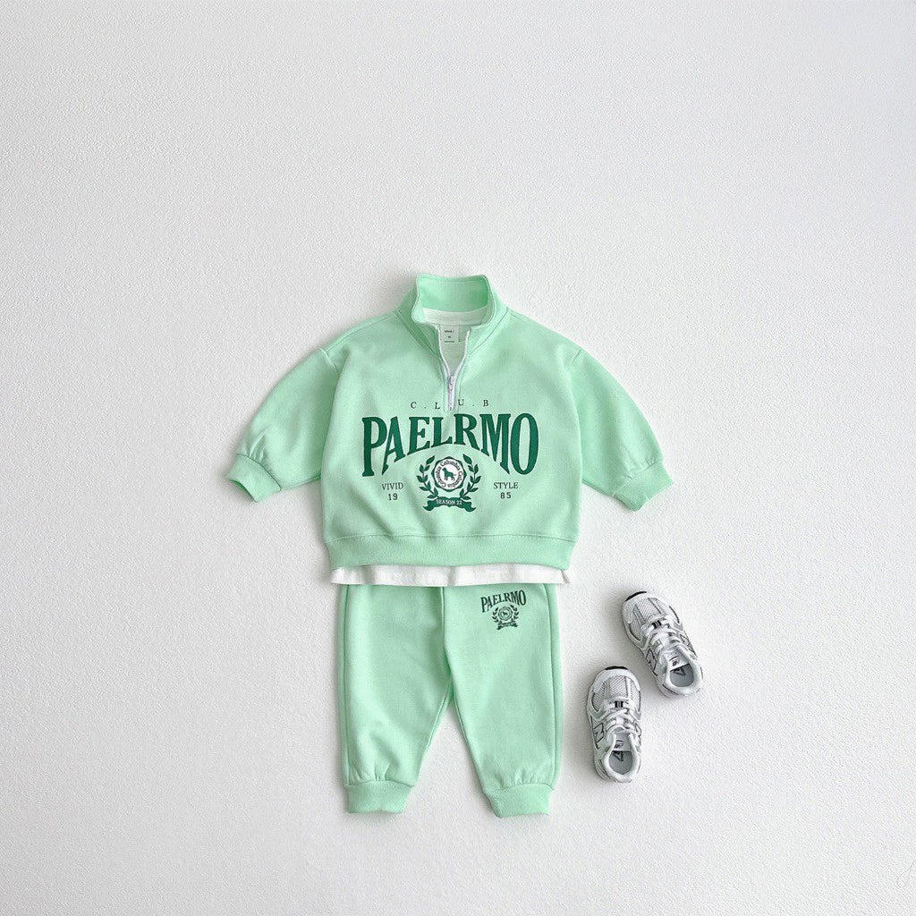 Completo Sportivo Bimbo "PAELRMO Club" – Felpa Zip e Pantaloni Jogger