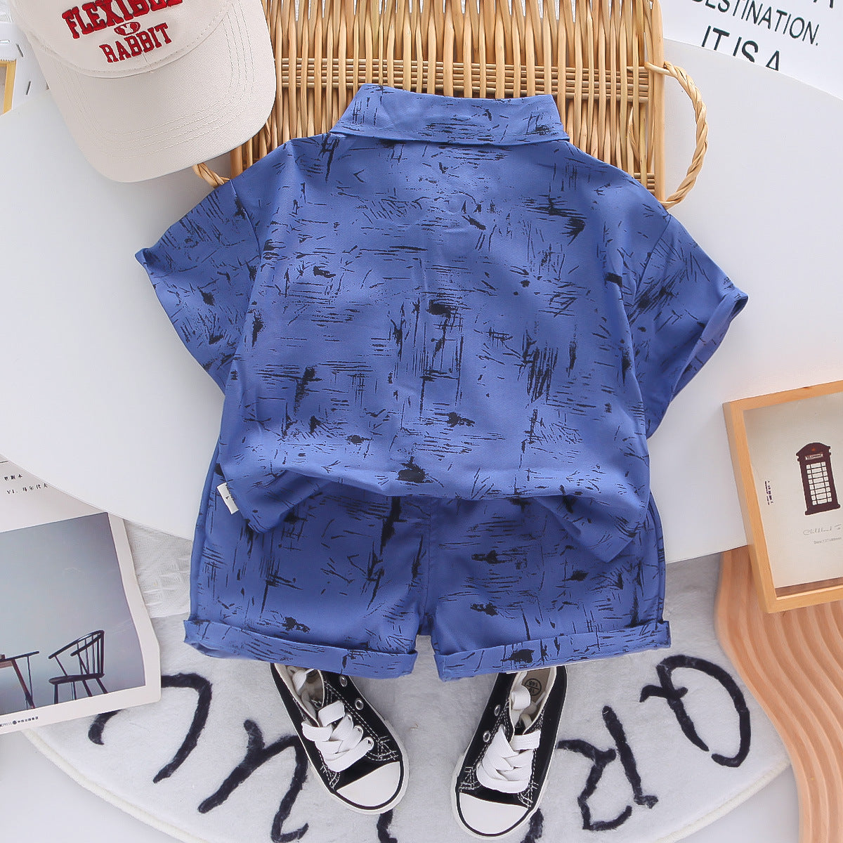 Completo Estivo Bambino Camicia + Shorts - Fantasia Astratta