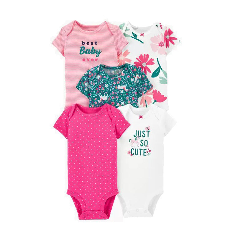 Set 5 Body bimba in Cotone Fiori, Colori e Frasi Dolcissime