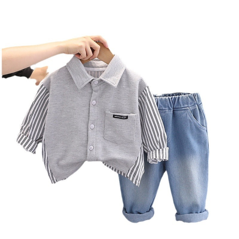 Completo Casual Chic Bimbo – Camicia in Jersey e Jeans Denim