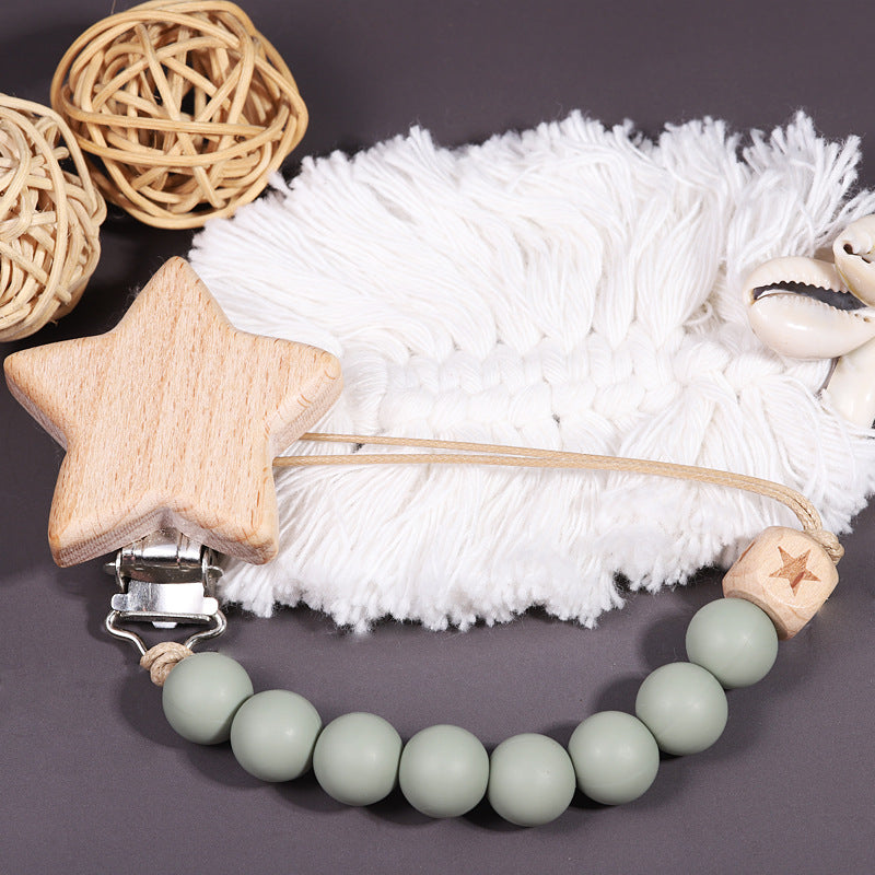 Catenina in Legno e Silicone con Clip a Stella