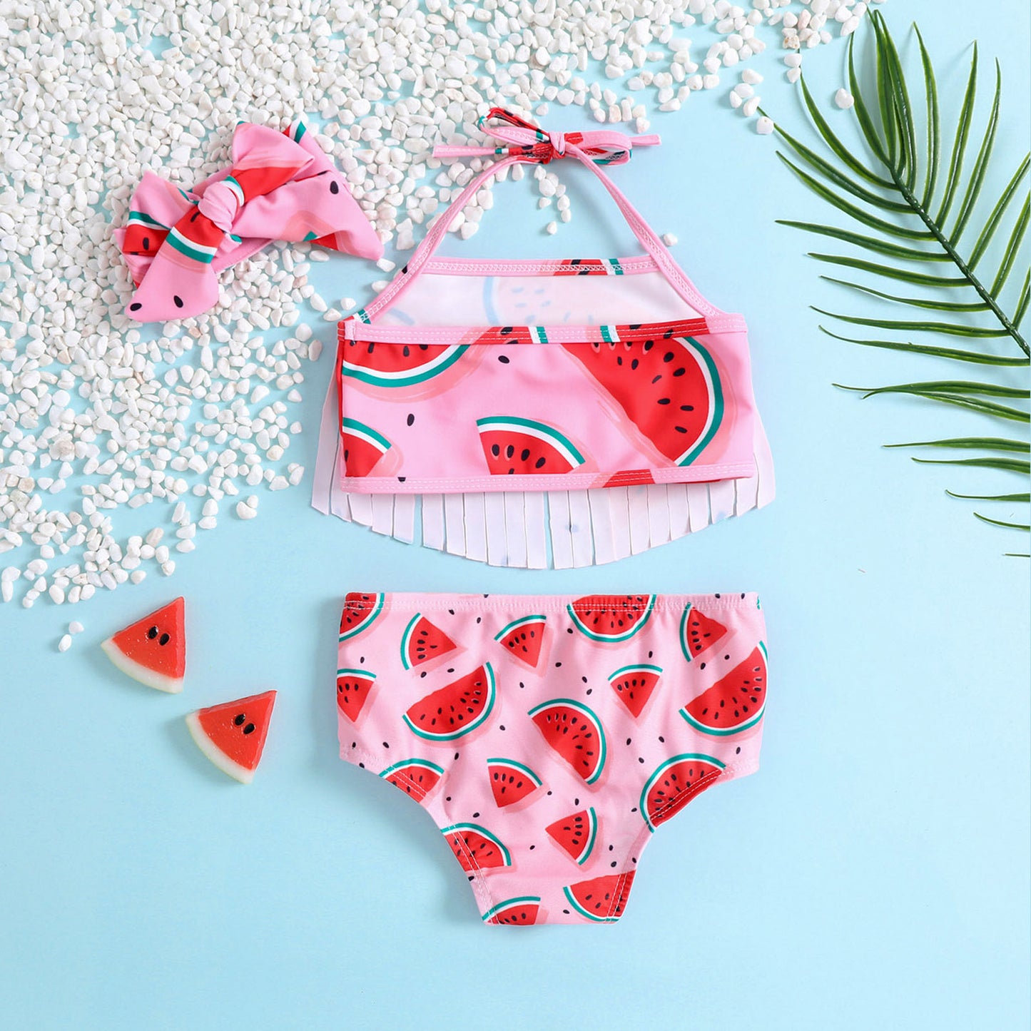 Costume bambina 3 pezzi Fantasia Anguria Rosa