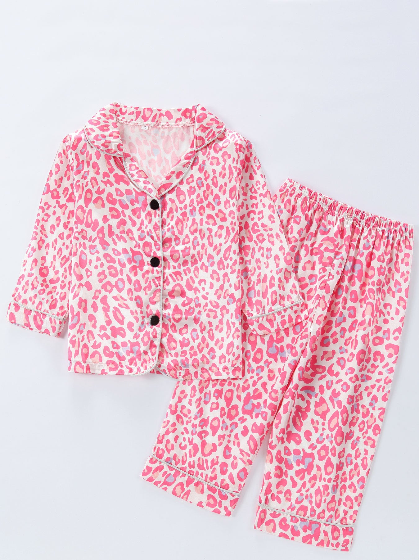 Pigiama Bambina con Stampa Leopardata Rosa