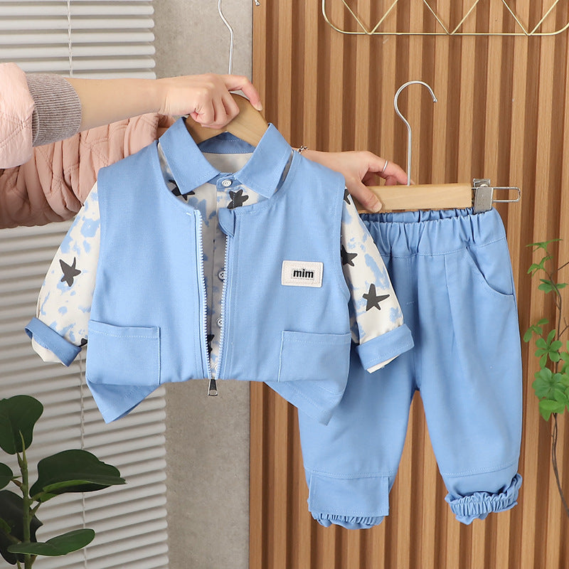Completo Primaverile Bimbo "Star Style" Camicia, Gilet e Pantaloni