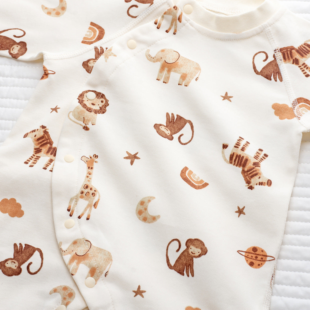 Coordinato Set Neutro Neonato/a Bimbo/ Bimba 3 pezzi – Safari in cotone