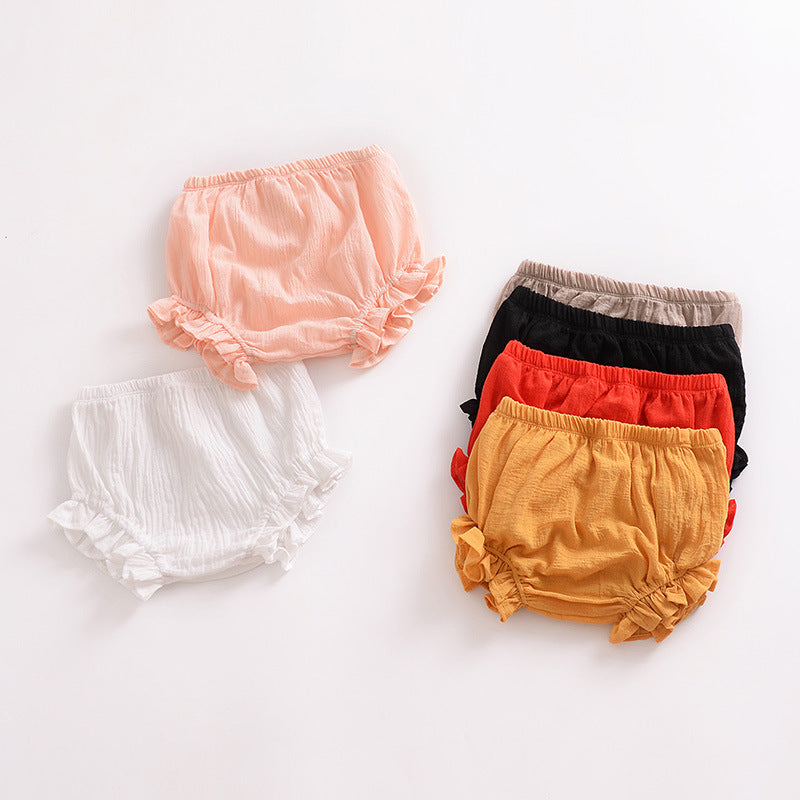 Pantaloncino/ Copri pannolino Bimba in Mussola di Cotone Con Fiocchi Laterali