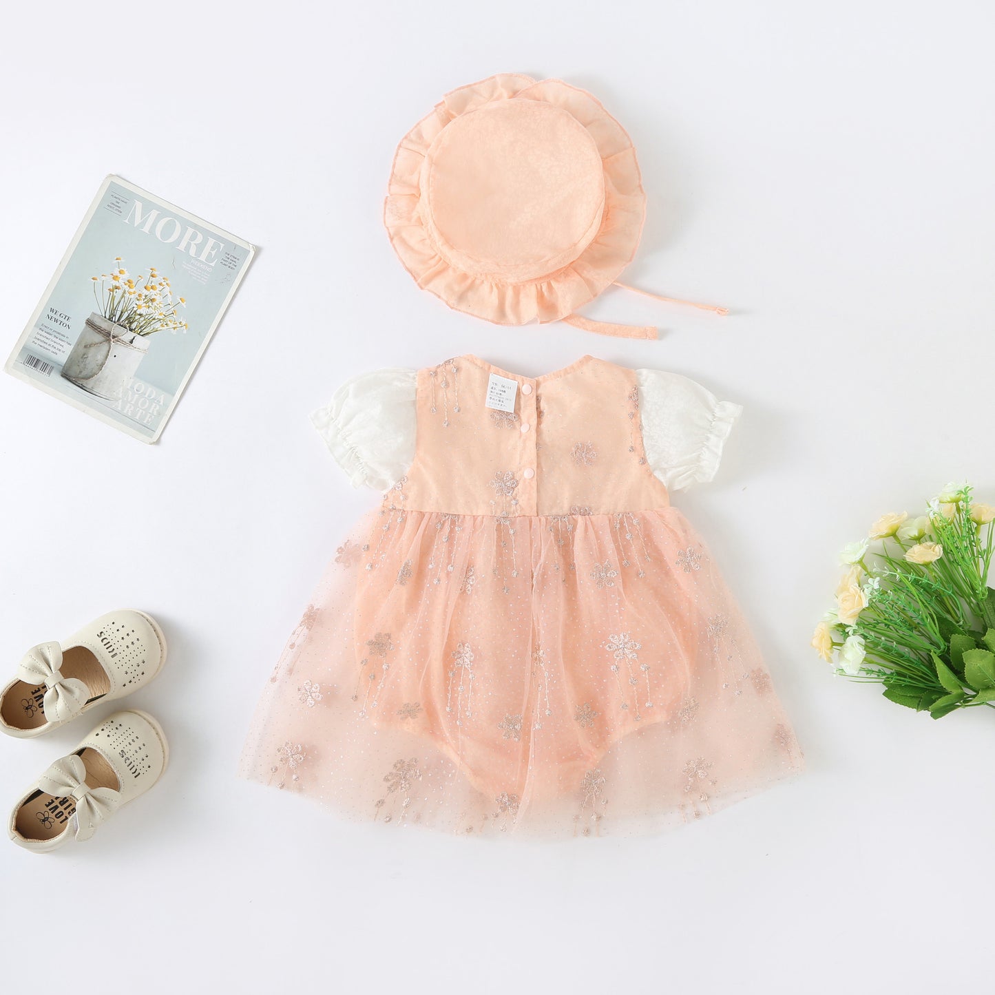 Vestitino tulle con Fiocco e Cappellino