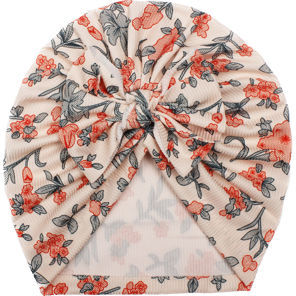 Turbante Neonata con Maxi Fiocco e Stampa Floreale