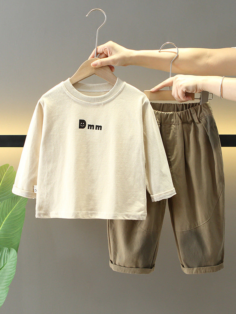 Completo Bambino Urban Style Giacca Jeans Sfumata, T-Shirt e Pantaloni Cargo