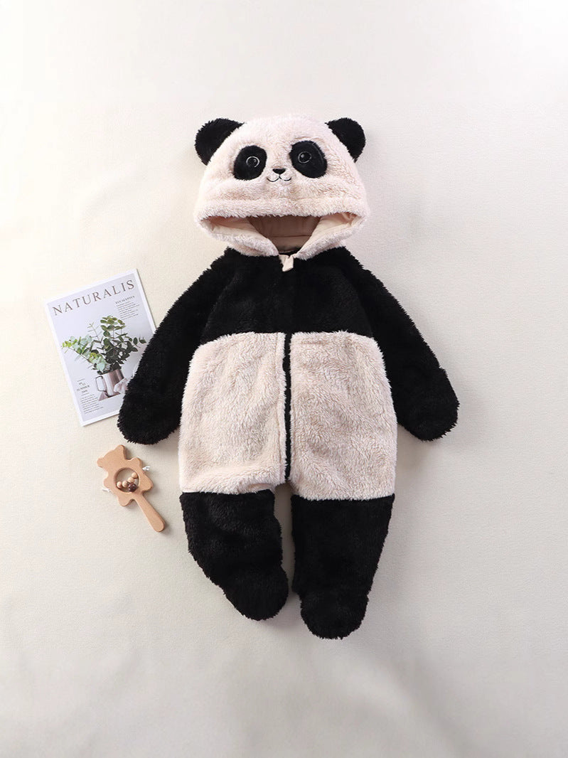 Tuta peluche neonato con cappuccio animale – Orsetto, Coniglietto e Panda