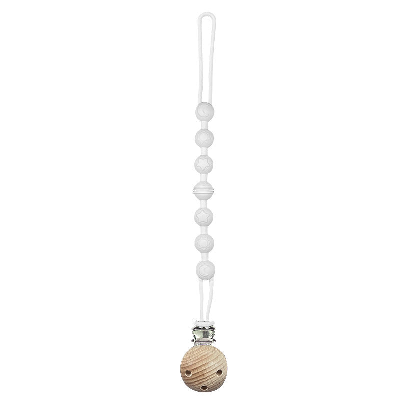 Catenina in Silicone con clip in Legno Naturale