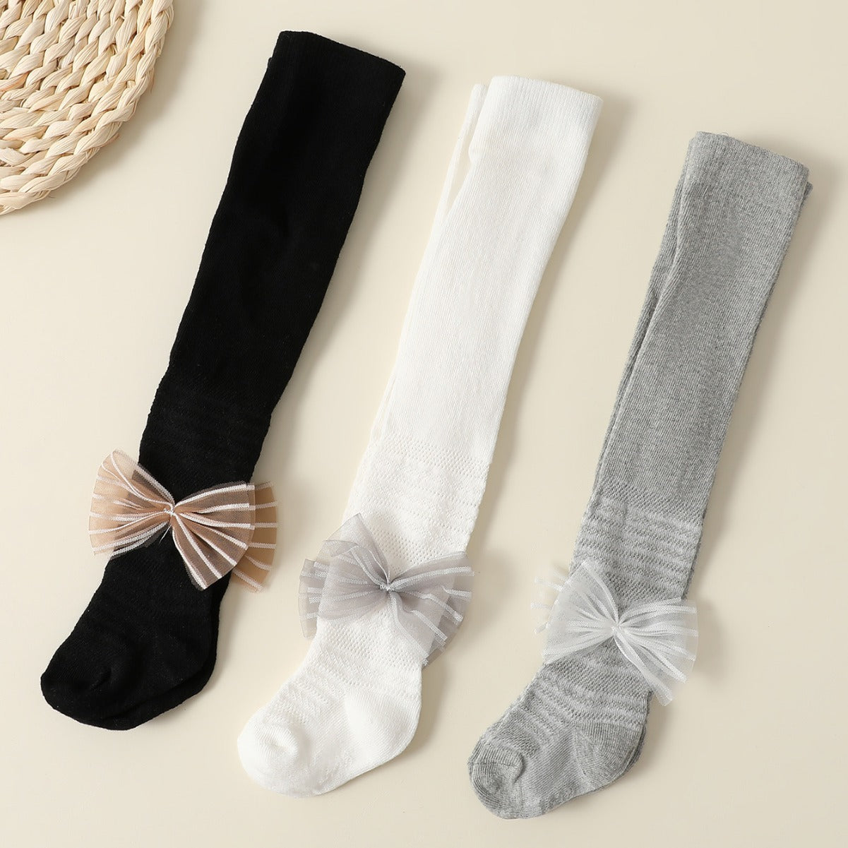 Set Collant 3pz con Fiocco in Tulle Bimba
