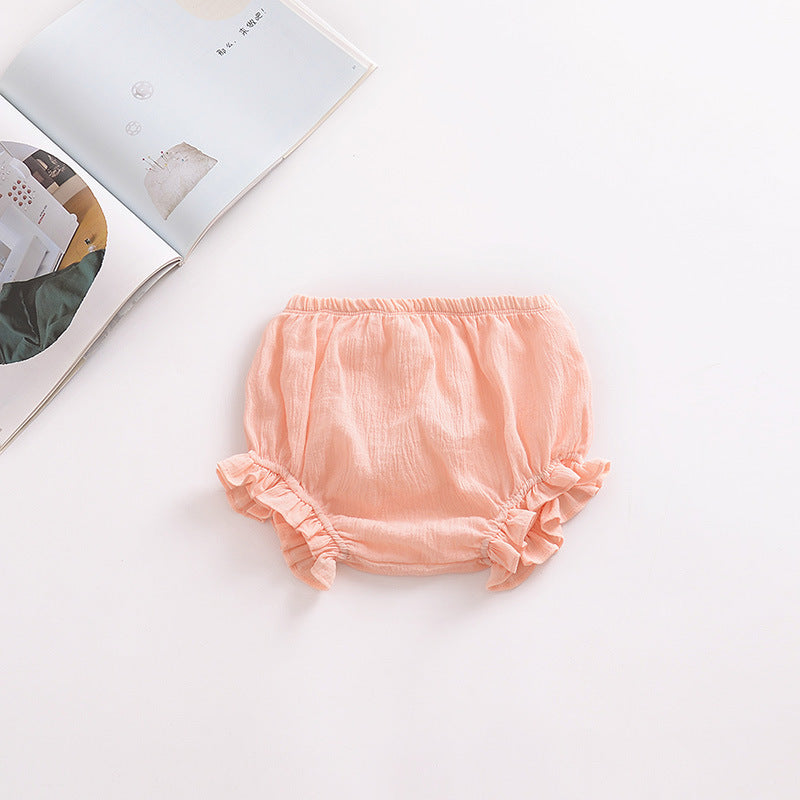 Pantaloncino/ Copri pannolino Bimba in Mussola di Cotone Con Fiocchi Laterali