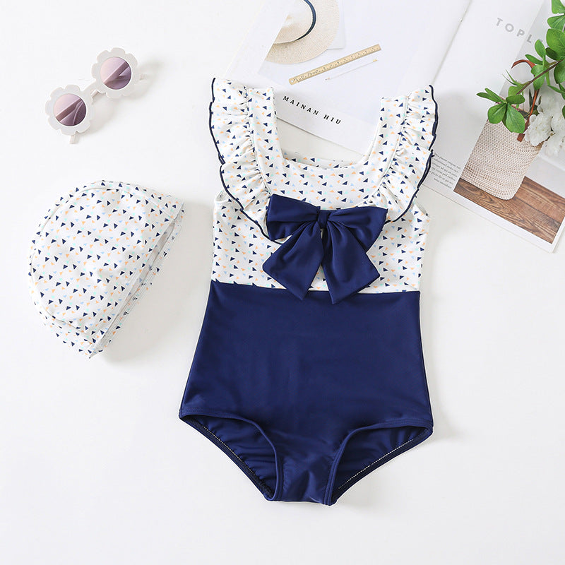 Costume Intero Bimba “Navy Chic” con Cuffietta Abbinata