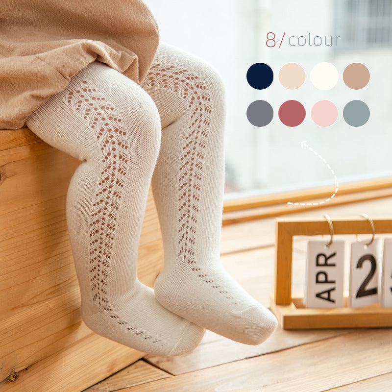 Collant Bambina in Maglia con Motivo Traforato