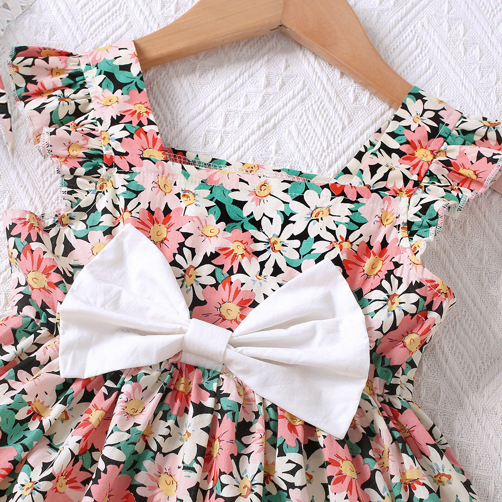 Vestito Floreale con Fiocco e cappello