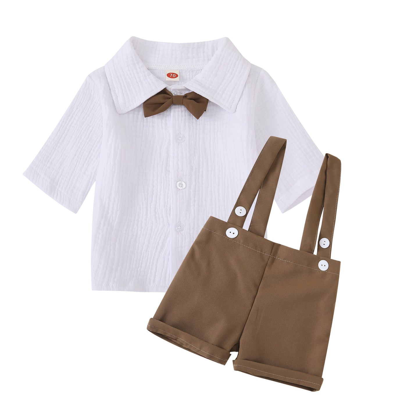 Completo Estivo Neonato con Camicia e Bretelle 100% lino