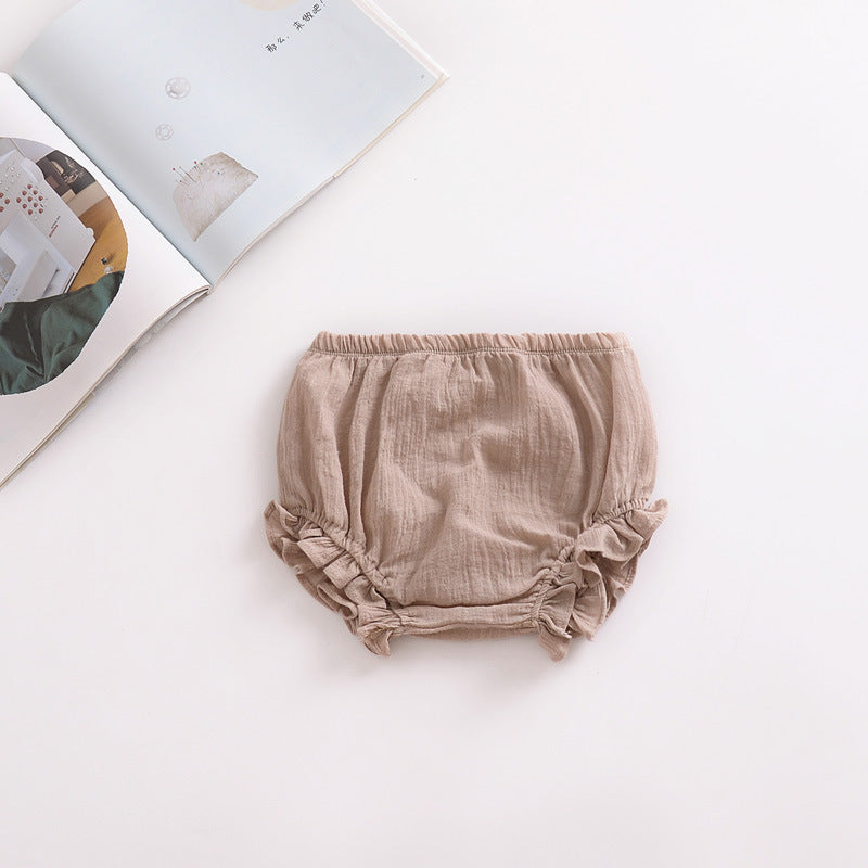 Pantaloncino/ Copri pannolino Bimba in Mussola di Cotone Con Fiocchi Laterali