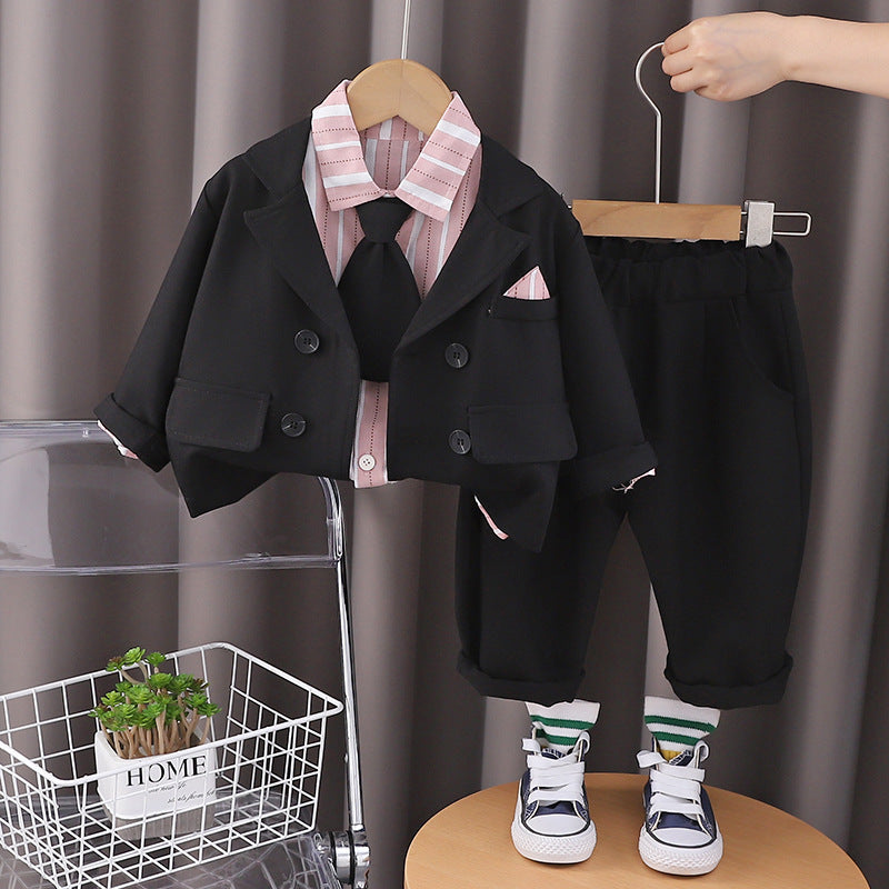 Completo Bimbo 4 Pezzi "Mini Gentleman" – Blazer, Camicia, Cravatta e Pantaloni