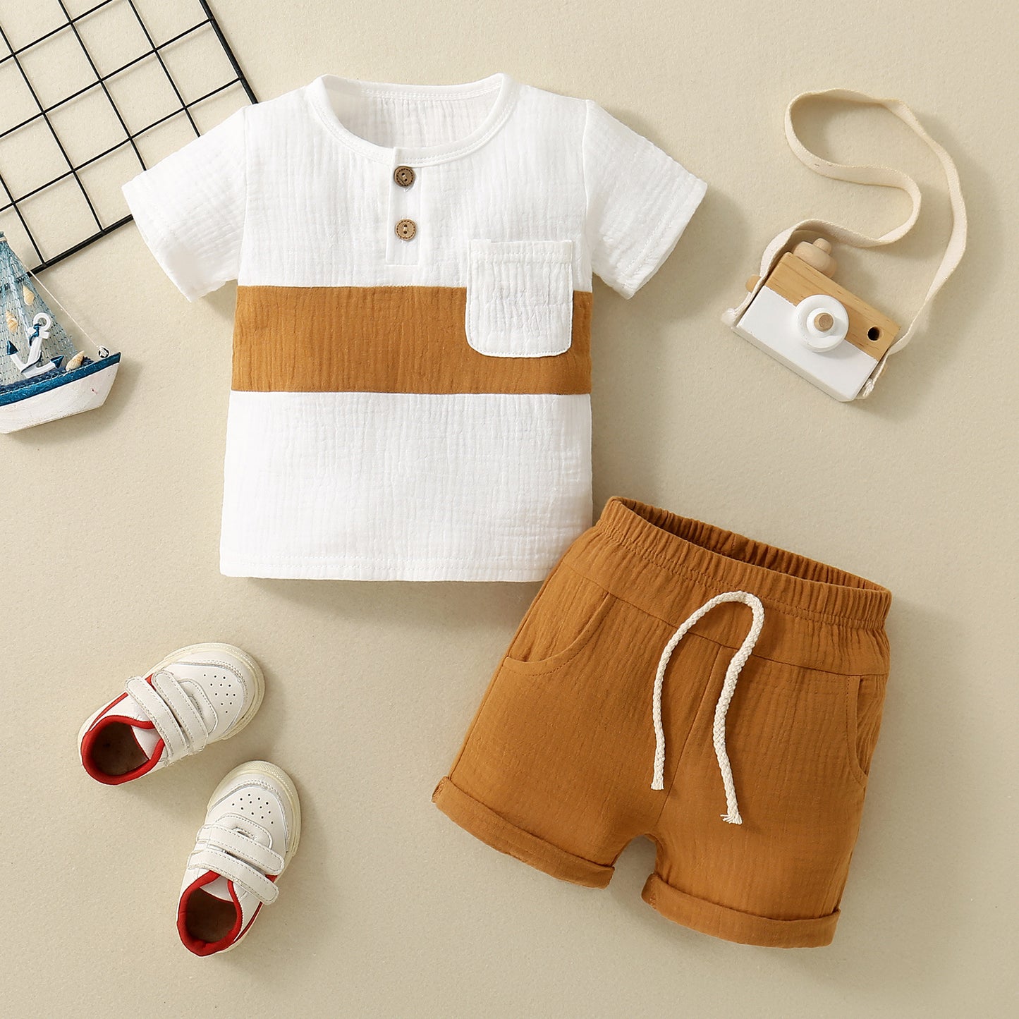Completo Estivo Bambino in Cotone Garzato – Maglietta e Shorts Coordinati