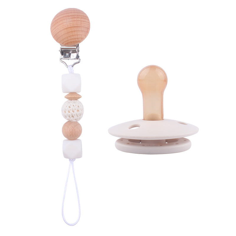 Set Ciuccio e catenina in Legno e Silicone