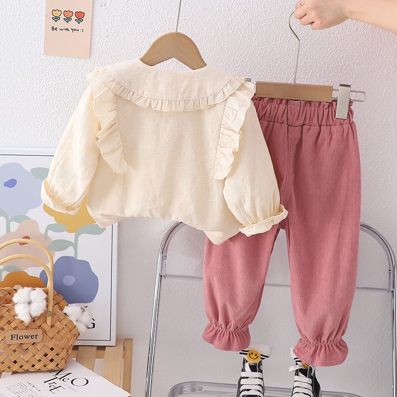 Completo Bambina Autunnale – Blusa con Fiocco & Pantaloni