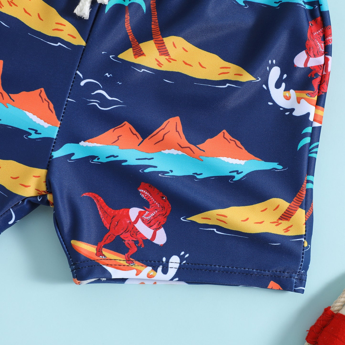 Boxer Mare Bimbo con Stampa Dinosauri Surfisti Blu Navy