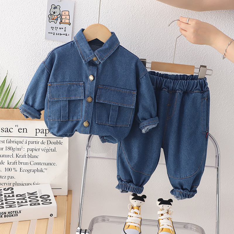 Completo in Denim per Bambini Giacca e Pantaloni Casual