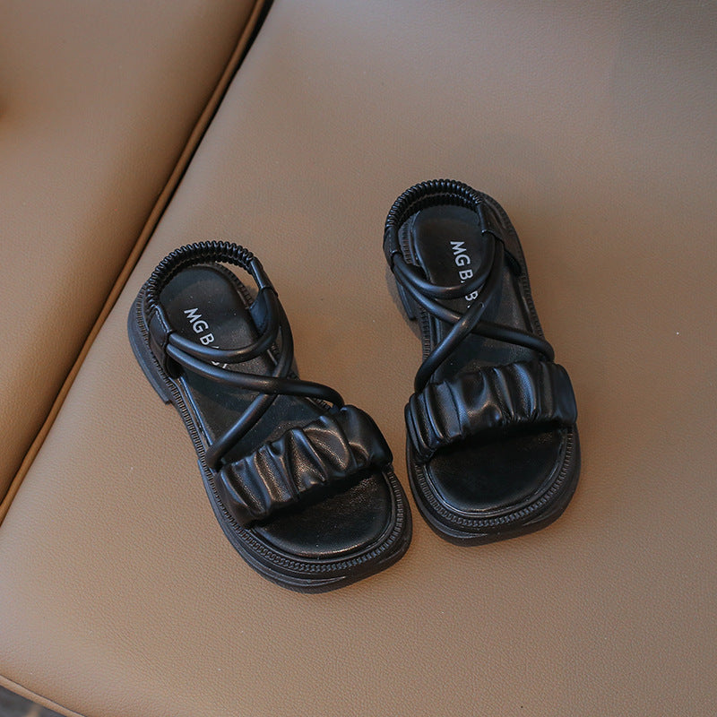 Sandali Estivi per Bambina Design Elegante con Fascia Arricciata
