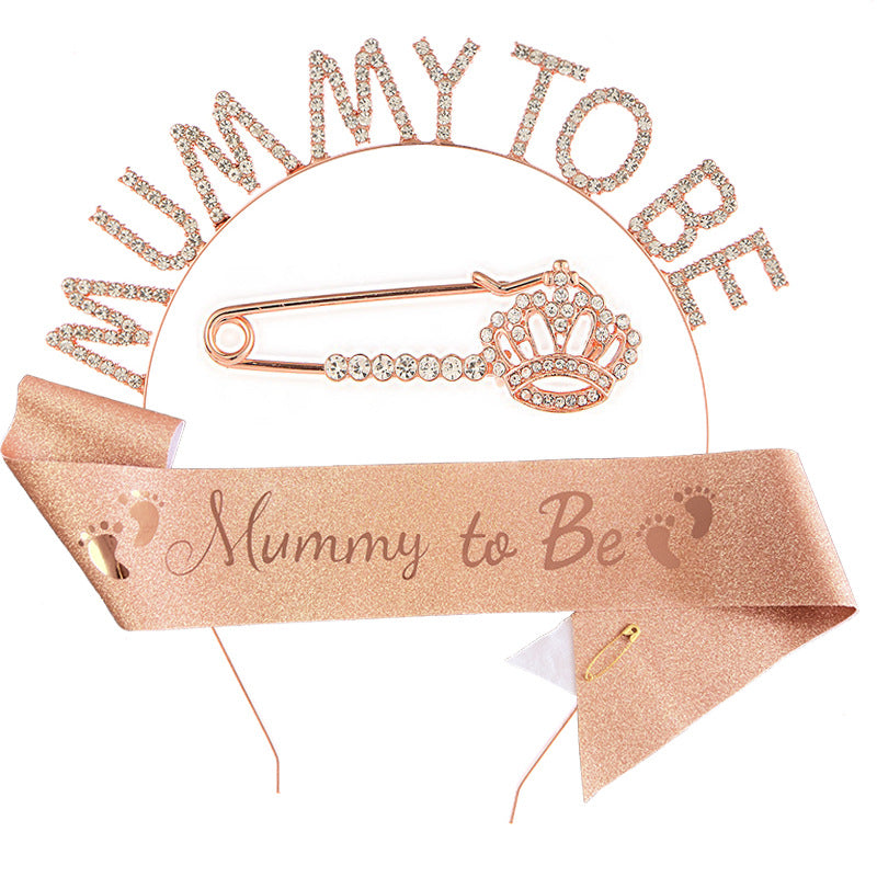 Set Mommy to Be Fascia Glitter + Coroncina + Spilla