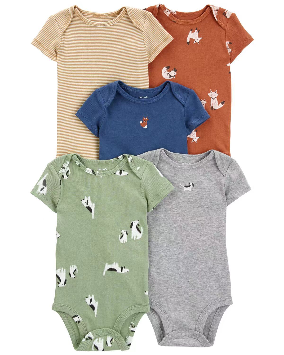 Set 5 Body bimbo in Cotone – Volpi, Cagnolini & Colori Naturali