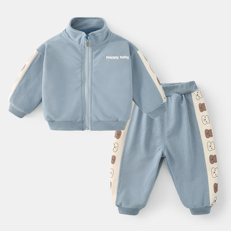 Tuta Bimbo/Bimba 2 Pezzi Felpa con Zip e Pantaloni con Orsetti | “Happy Baby”