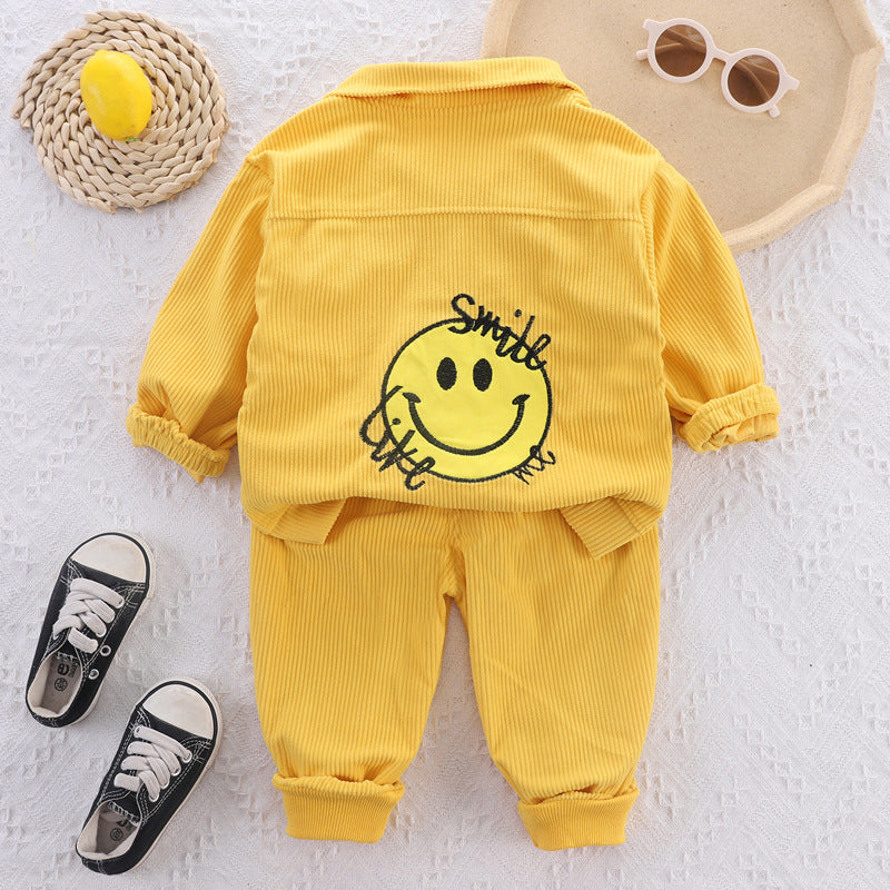 Completo bambino in velluto a coste con giacca, pantaloni e t-shirt - Stile Smile