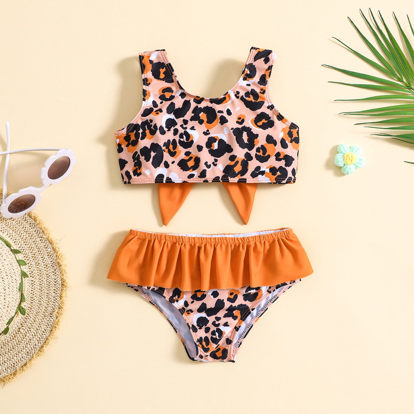 Bikini Bimba “Wild Chic” Stampa Leopardo con Maxi Fiocco