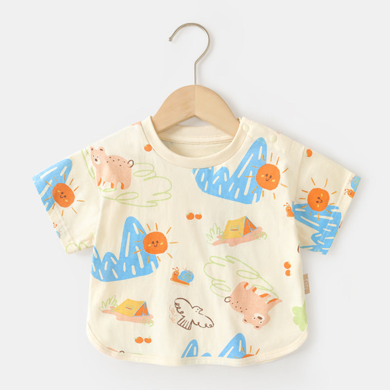 T-shirt Bimbo "Sunny Camp" Avventure Estive Stampa Colorata