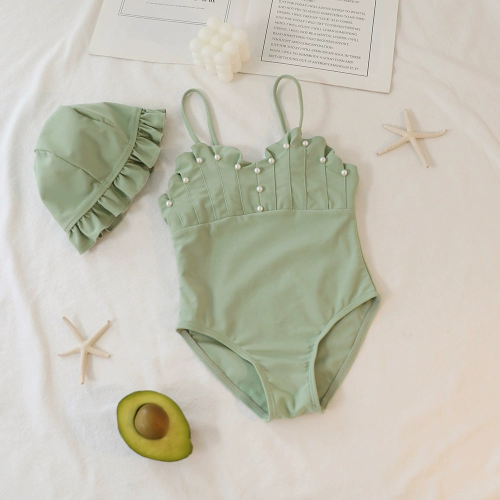 Costume Intero Bambina con Cappellino – Dettagli con Perline