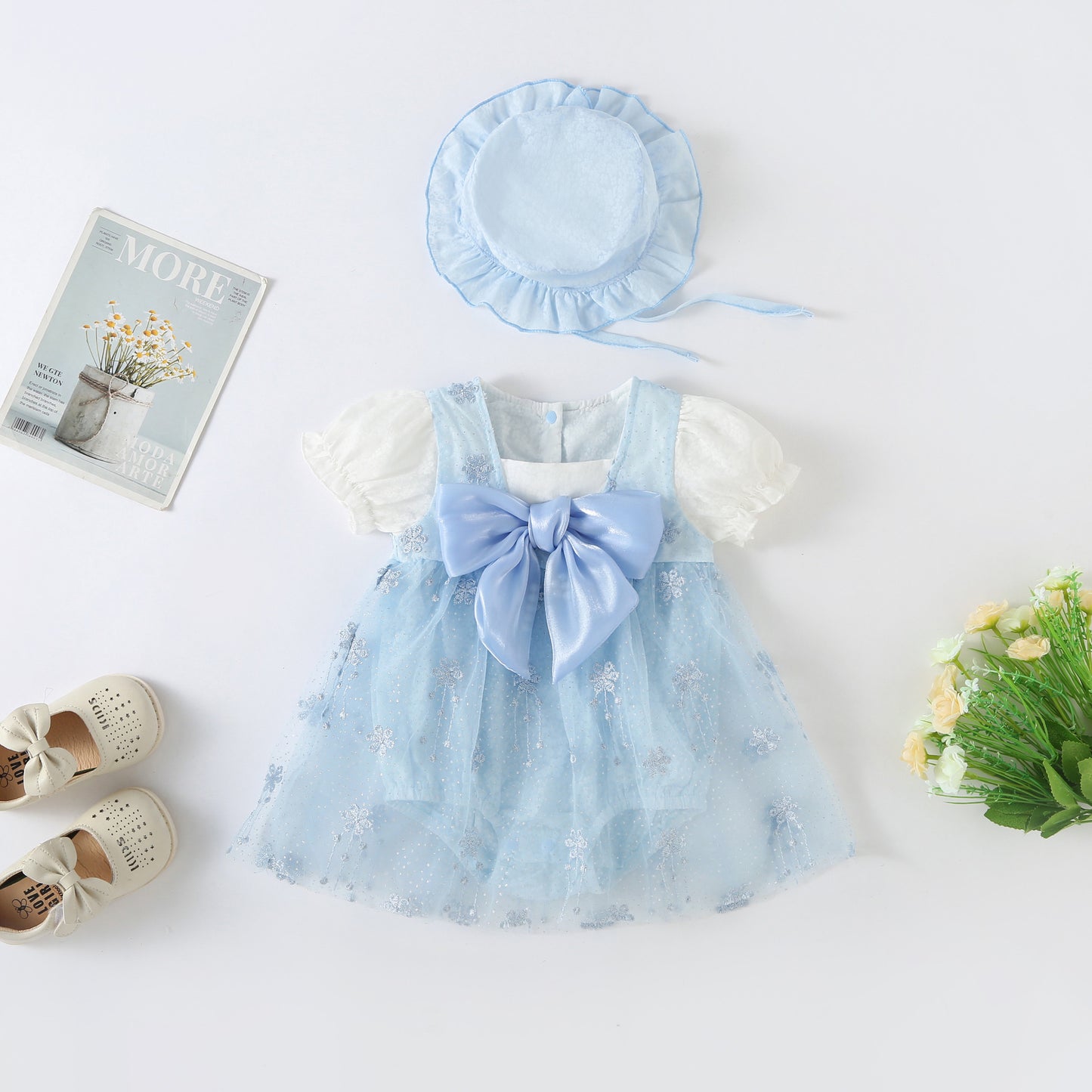 Vestitino tulle con Fiocco e Cappellino