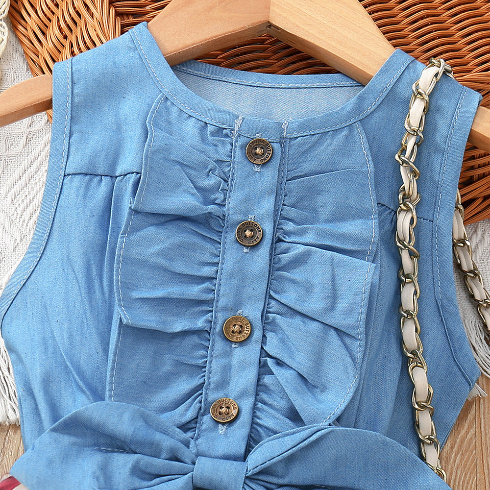 Vestito Bimba Denim & Farfalle Colorate – "Butterfly Dreams"