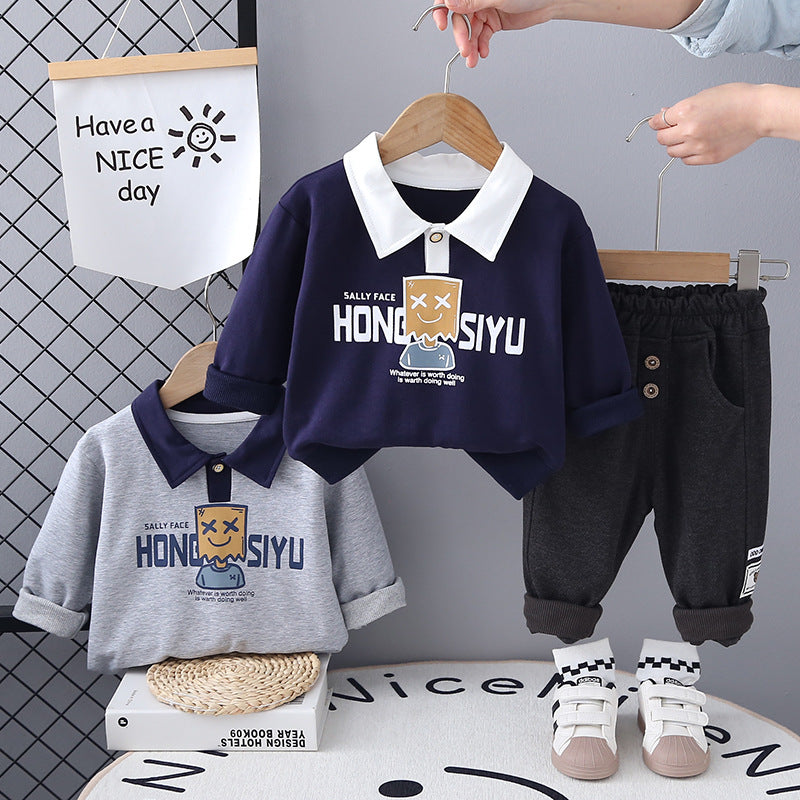 Completo Casual Bimbo "Cool Mood" Felpa con Colletto e Pantaloni