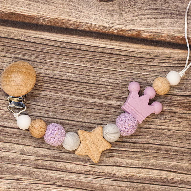 Portaciuccio in Legno e Silicone – Design Naturale con Perline