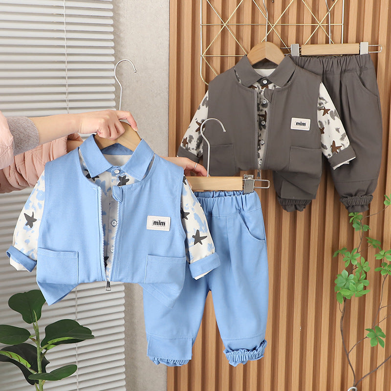 Completo Primaverile Bimbo "Star Style" Camicia, Gilet e Pantaloni