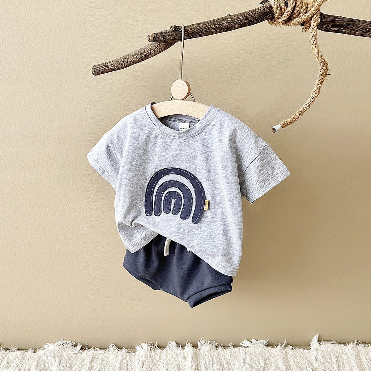 Completo Estivo Bambino con Arcobaleno in Rilievo T-shirt e Bloomers