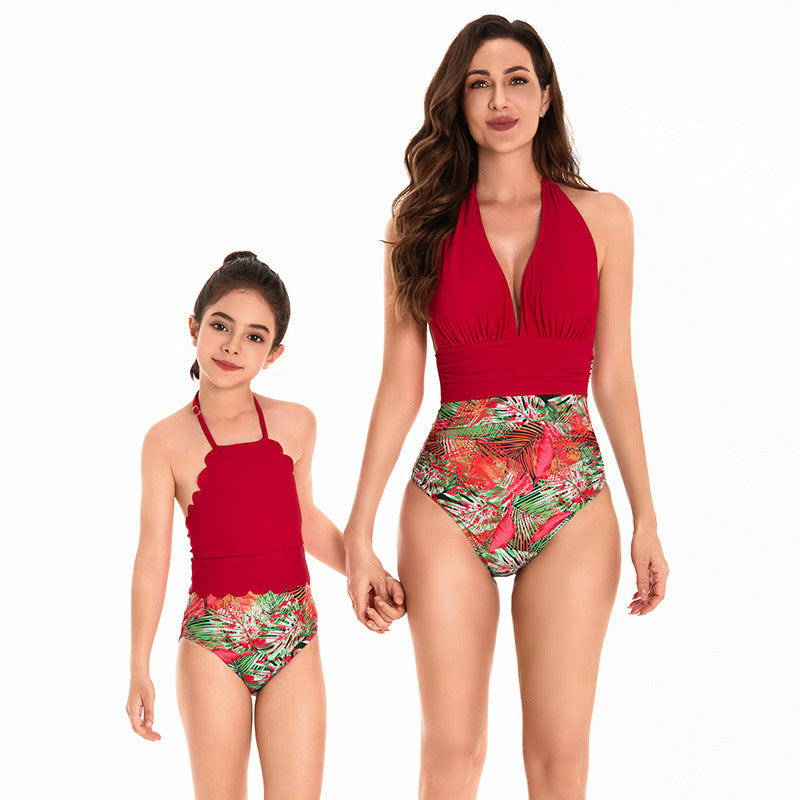 Costumi Coordinati Famiglia - Fantasia Tropicale Rosso e Verde