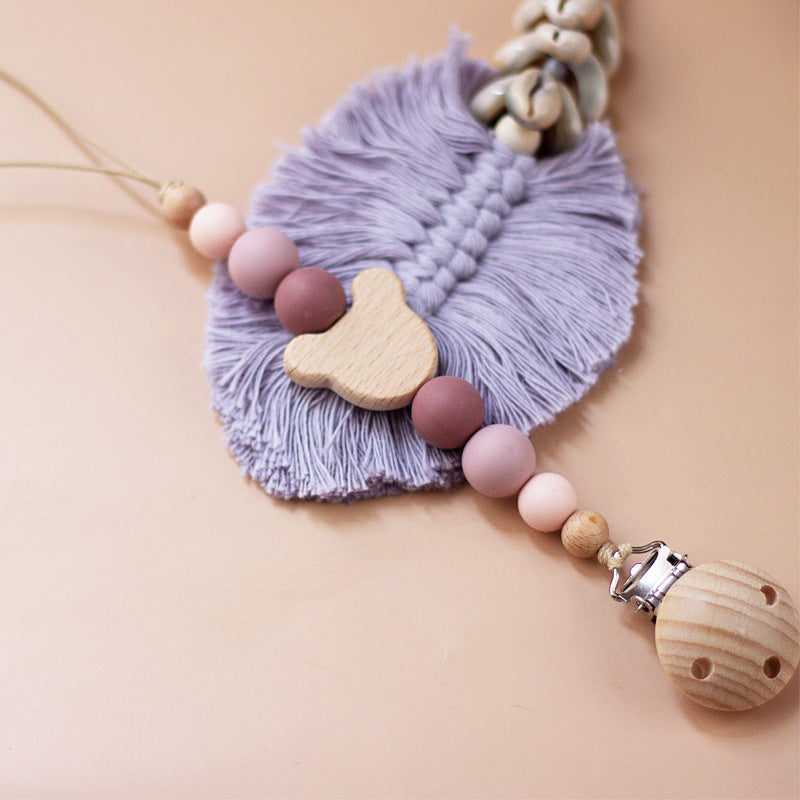 Portaciuccio in Legno e Silicone Orsetto – Design Naturale con Perline